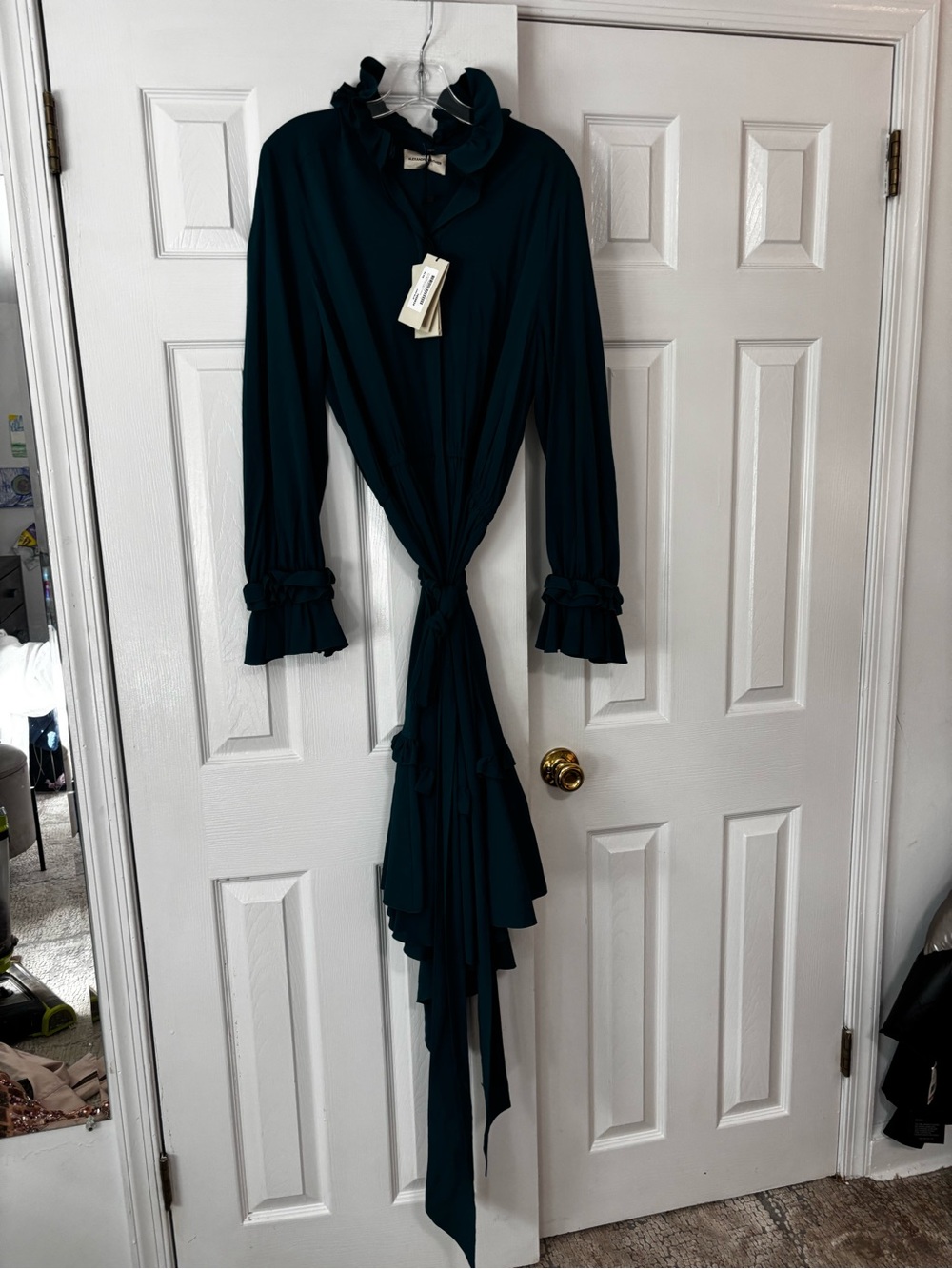Alexandre Vauthier Women’s Ruffled Tie-Front Dress - Dark Teal size 44